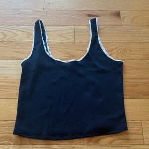 Hollister Black Tank Top with White Edging